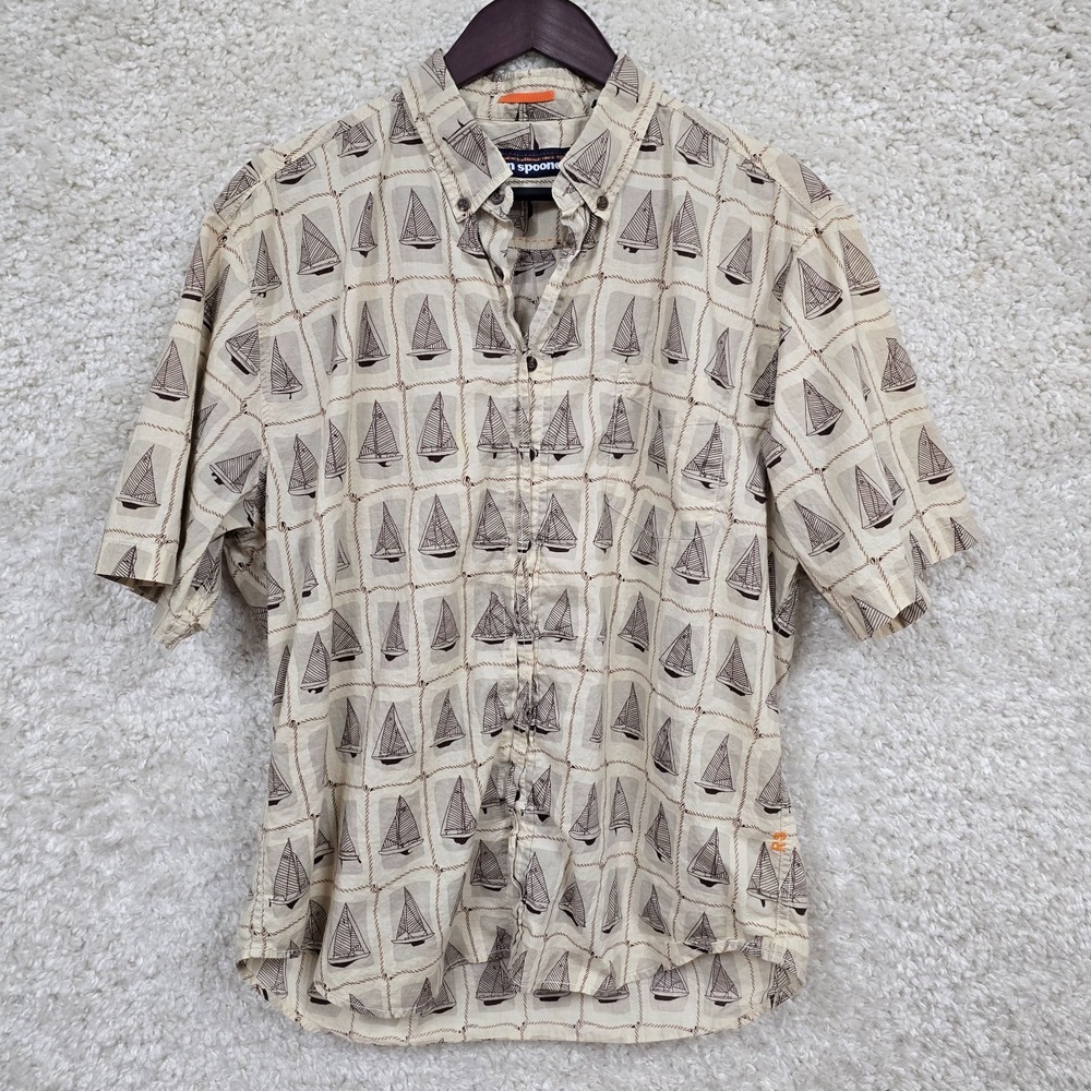 Reyn Spooner Mens Sailboat Print Button Down Shirt XL Coastal Island‎ Casual